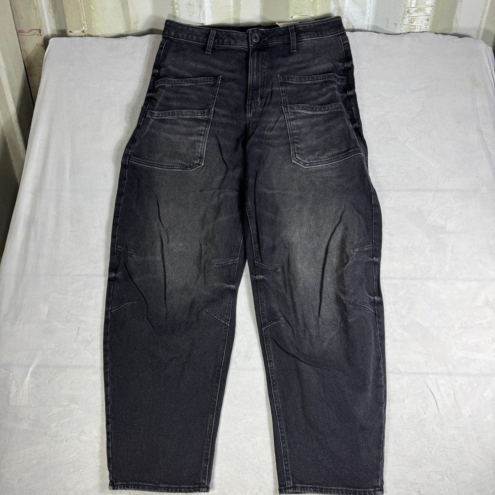 SO Womens Barrel Jeans Black Denim High Rise Relaxed Stretch Outdoor 15 Juniors